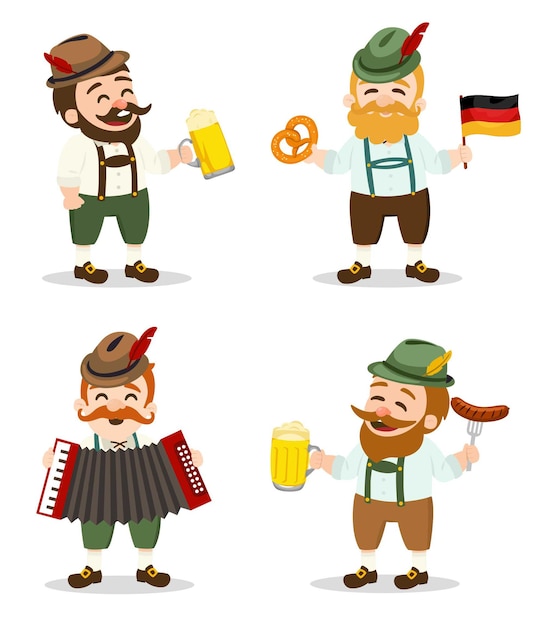 Oktoberfest man character celebrating german illustration