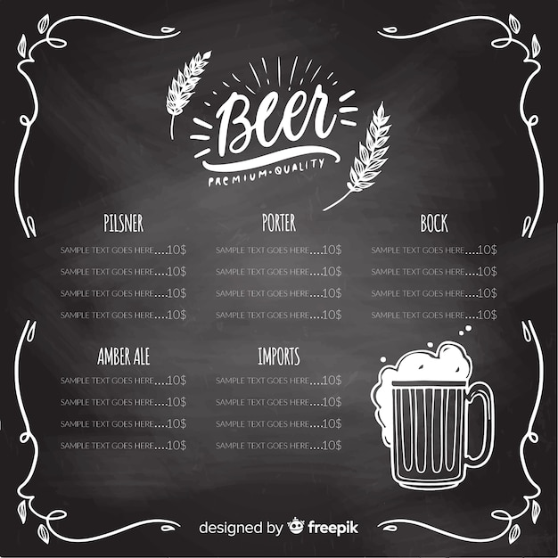 Vector oktoberfest menu template with blackboard style