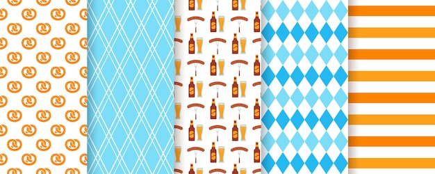 Oktoberfest naadloze patroon. octoberfest achtergrond. set van duitsland traditionele wallpapers.