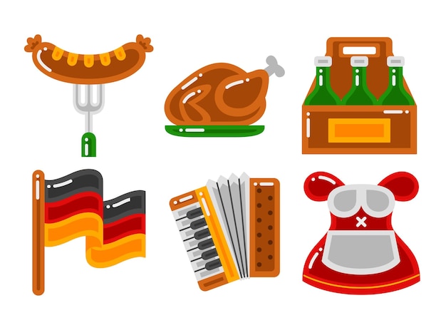 Vector oktoberfest objects vector illustrations set