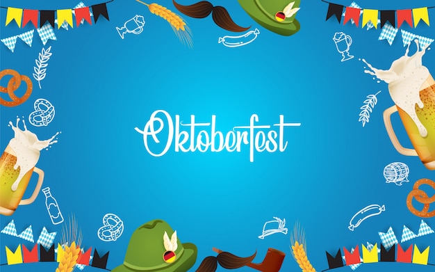 Oktoberfest party illustration with fresh beer