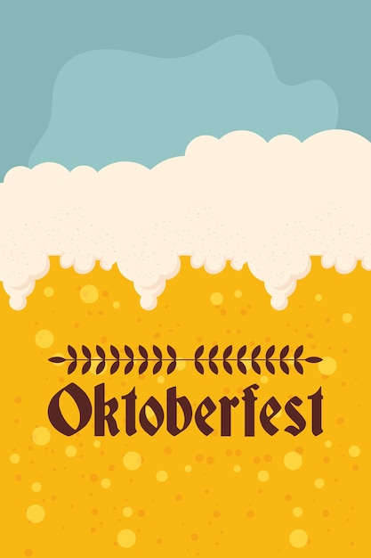 Iscrizione del partito di oktoberfest dentro con progettazione dell'illustrazione di vettore del fondo della birra