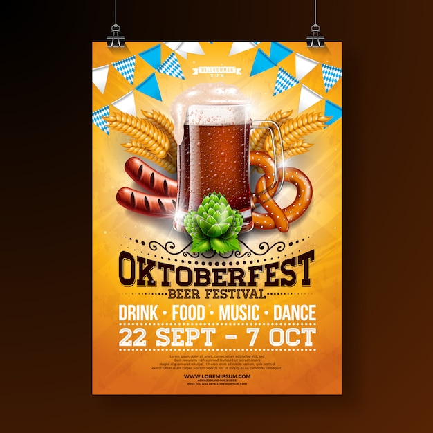 Vector oktoberfest party poster illustration