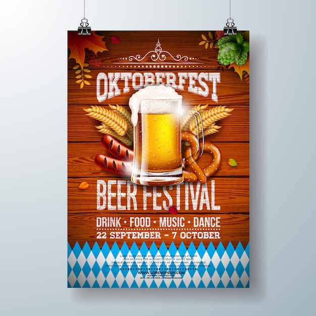 Vector oktoberfest party poster illustration