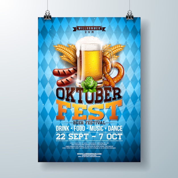 Vettore illustrazione del manifesto del partito di oktoberfest