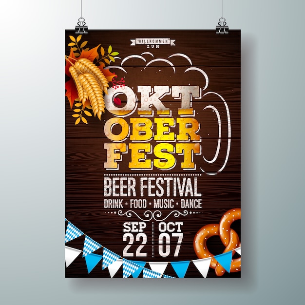 Oktoberfest party poster vector illustration