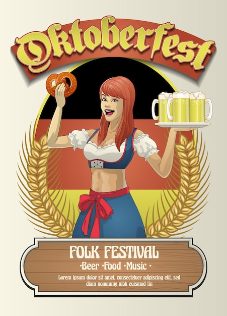 Progettazione di eventi di poster dell'oktoberfest in vintage