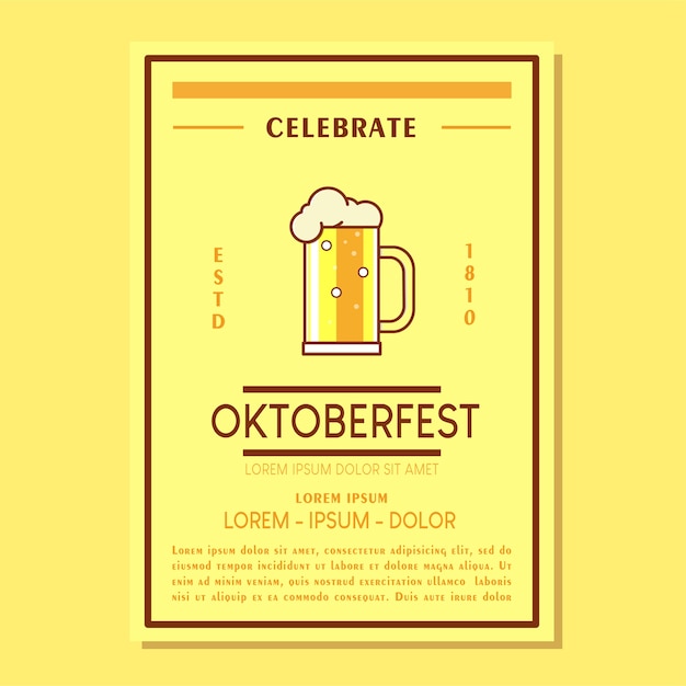 Vettore poster dell'oktoberfest in vintage piatto