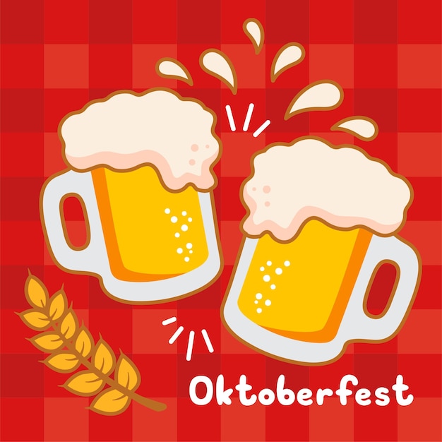 Oktoberfest Red Background Post Vector Illustration