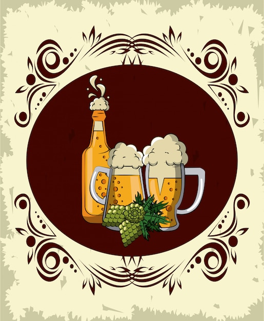 Vector oktoberfest round emblem