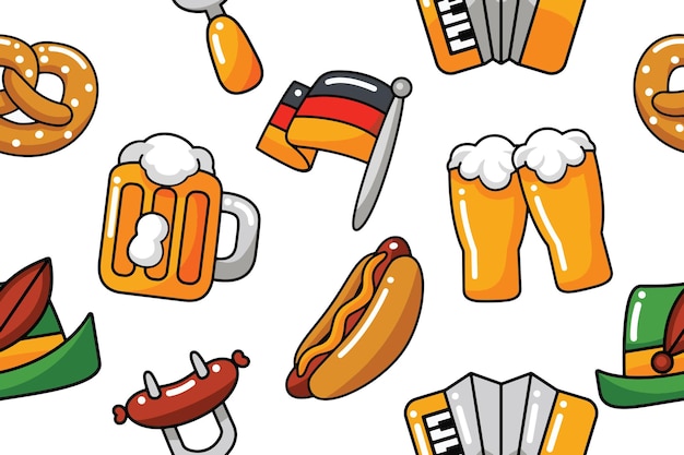 Oktoberfest seamless pattern in flat design style