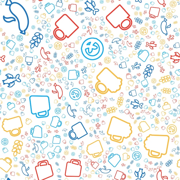 Oktoberfest Seamless Pattern With Drink and Food