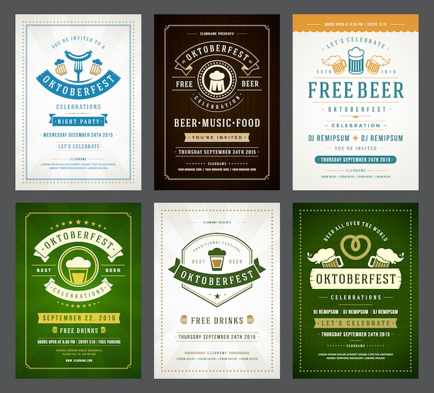 Oktoberfest typografie posters set