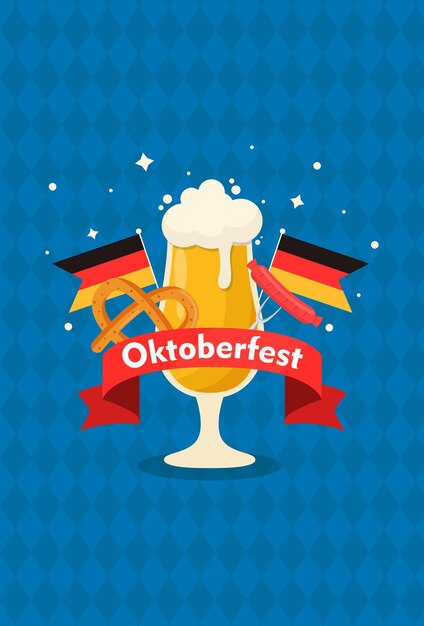 Oktoberfest vector holiday card international german beer festival in munich illustration