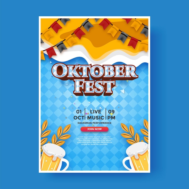 Vettore modello di poster verticale dell'oktoberfest