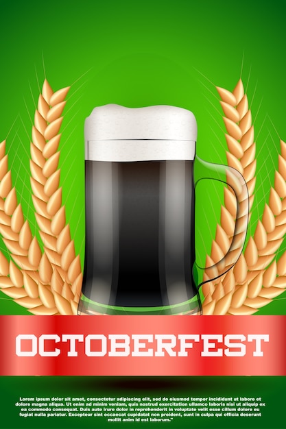 Oktoberfest viering bier. glas met bier en graanmout.