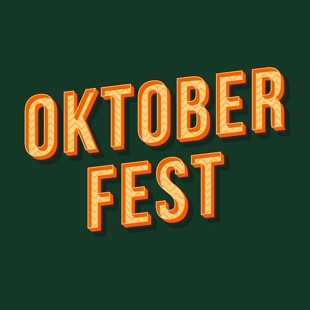 Vector oktoberfest vintage 3d vector lettering. retro bold font, typeface. pop art zig zag stylized text. old school style letters. 90s, 80s festive poster, banner, t shirt typography. green color background