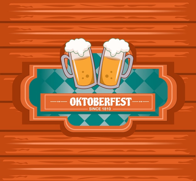 Oktoberfest with wood style background