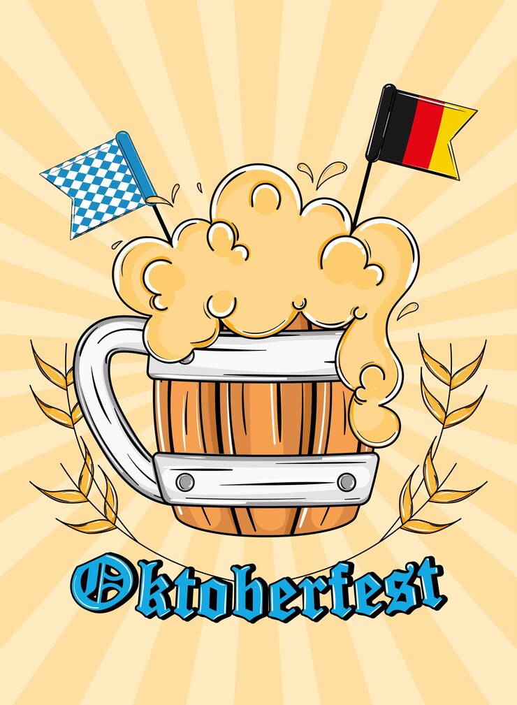 Oktoberfest wooden beer mug with German flag Vector