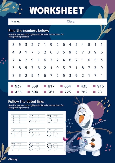 Vector olaf frozen winter season worksheet