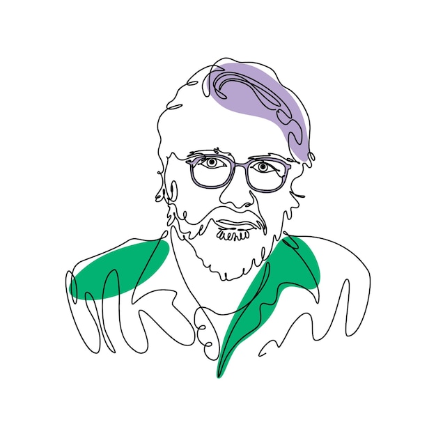 Olafur Eliasson vector één lijn kunst portret Deense kunstenaar