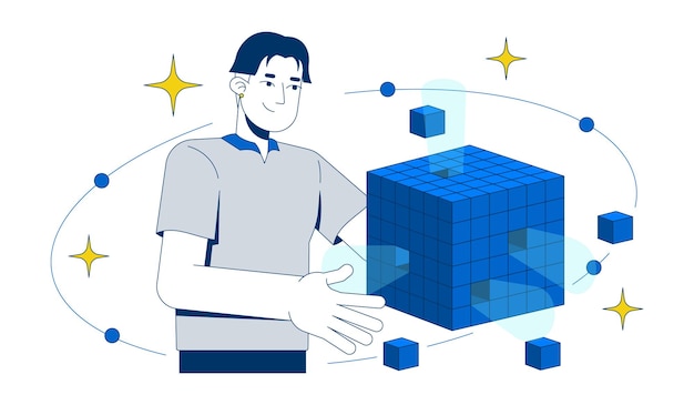OLAP data cube analysis 2D illustration concept