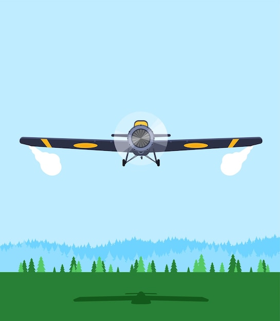 Old airplane flat vector isolated on background