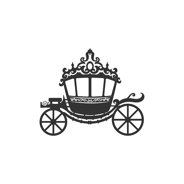 Vector old ancient classic kingdom carriage silhouette icon illustration