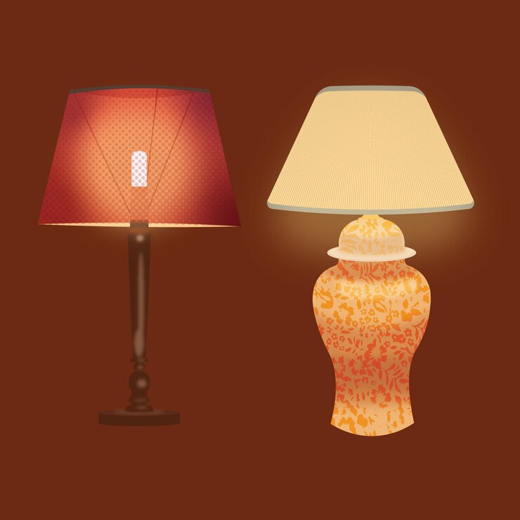 Vector old antique lamp stand set