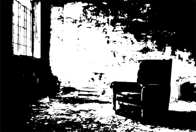 Вектор Старый кресло на старом заводе или складе