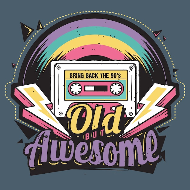 Vector old but awesome retro design music concept