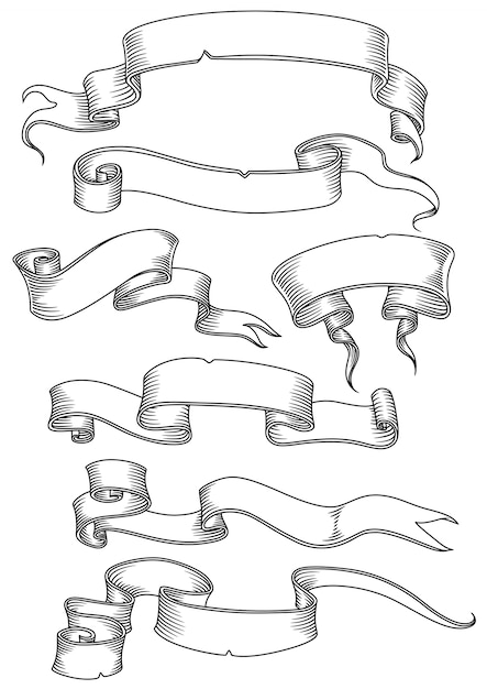 Вектор Старый набор баннеров, лент и рукописей