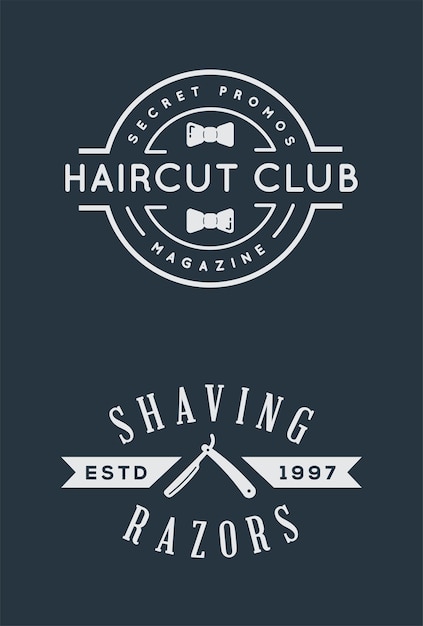 Old Barbershop Vector Emblems and Labels Vintage Male Haircut Signs