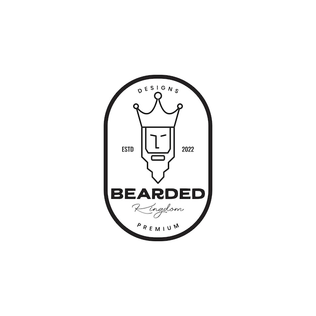 Old beard cartoon king badge vintage logo