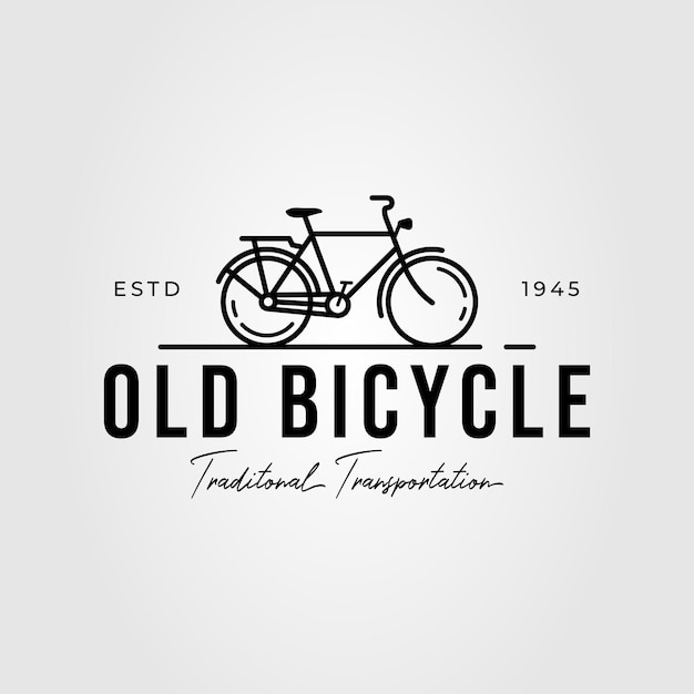 Logo di vecchia bicicletta o bicicletta classica disegno illustrativo vettoriale