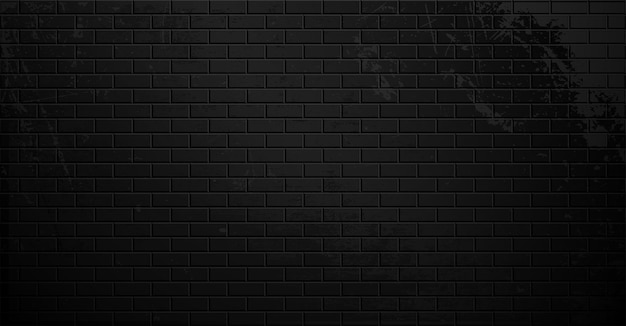 Vector old black brick wall with cracks and smudges empty dark street place place for text or product presentation