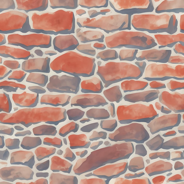 Old Brick Seamless Texture Pattern Detailed Hand Drawn Painting Illustration