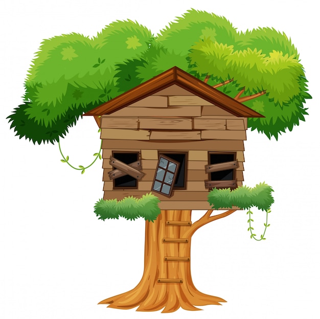 Free Vector  Isolated tree house with climbing nets