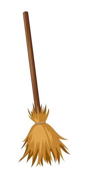 Vector old broom isolated on a white background
