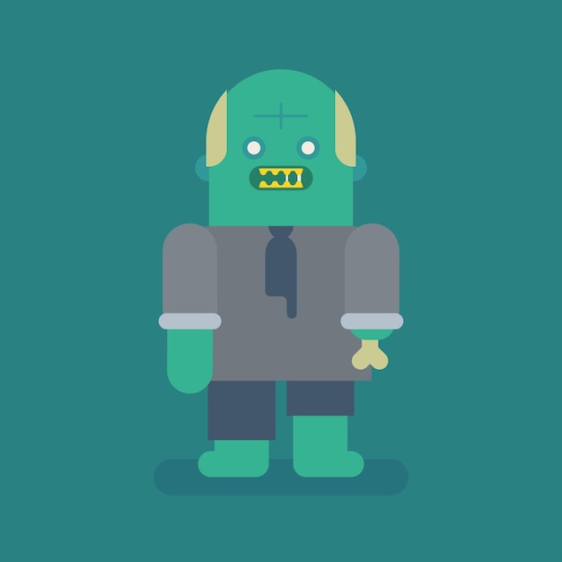 Old businessman zombie character. Vector character. Vector Illustration