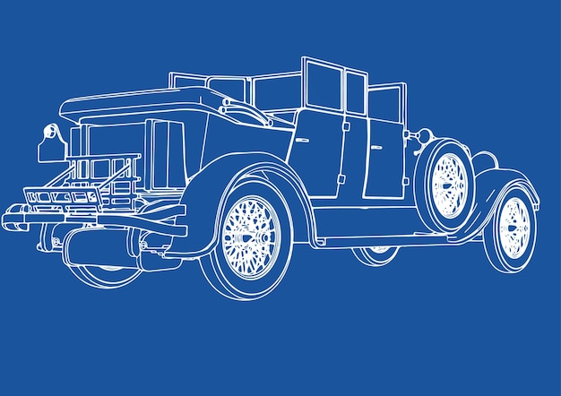 Old car drawing vectorx9