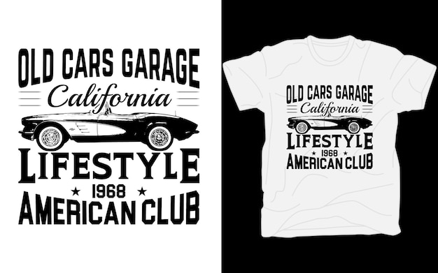 Vettore garage per auto vecchie california lifestyle american club