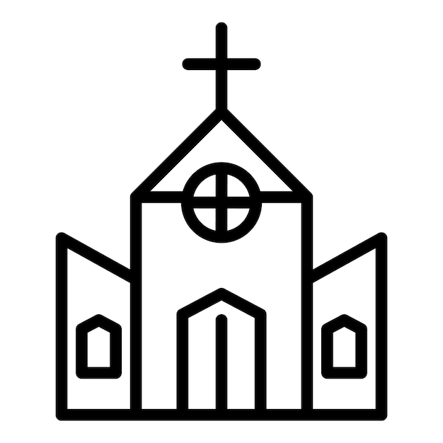 Vettore icona della vecchia chiesa cattolica profilo della vecchia chiesa cattolica icona vettoriale per il web design isolato su sfondo bianco