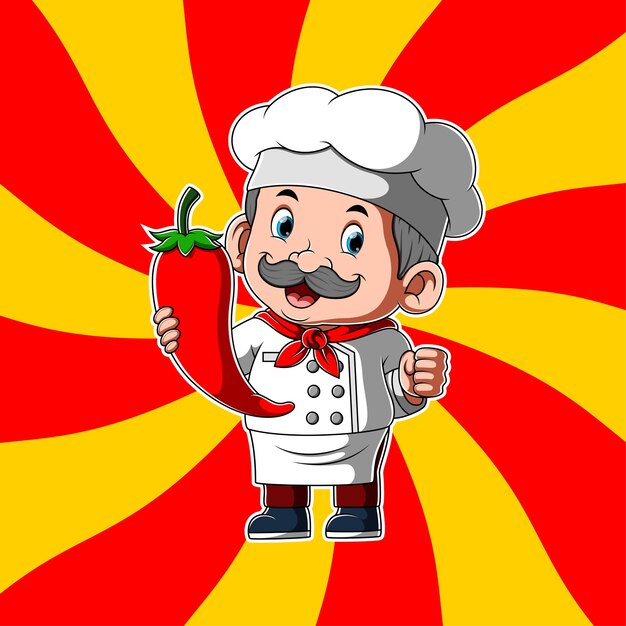 Vecchio chef che tiene grande freddo rosso nelle sue mani