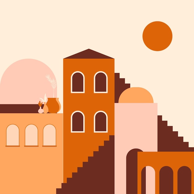 Vector old city minimalist boho