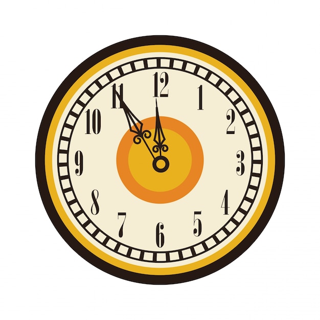 Vector old clock timer midnight celebration