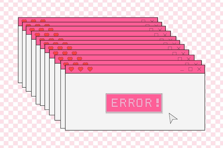Vector old computer aestethic. retro browser computer window with error message. in trendy y2k retro style.