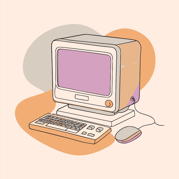 マウスとマウスを搭載した古いコンピューター