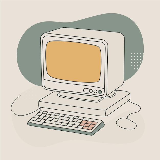 an old computer with the word quot dell quot on the screen