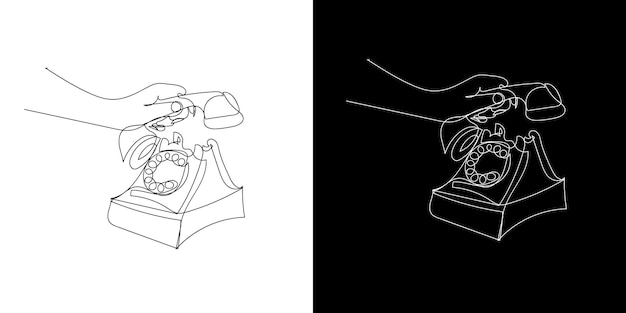 La vecchia linea telefonica continua. disegno della linea telefonica antica